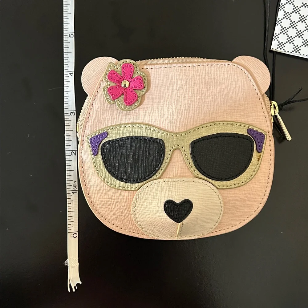 Furla Bear Coin Purse Cream/Black Sunglasses – NWT Chic Mini Designer Pouch
